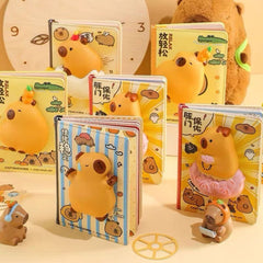 Capybara PU Puff B6 Notebook Gift Set – 192 Sheets with Blind Box Pen & Squishy Toy