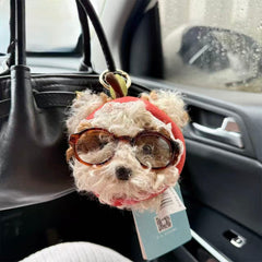 Apple Hat Plush Puppy Keychain