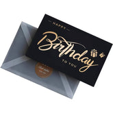 Black Foil Birthday Greeting Card Set with Envelope & Seal Sticker