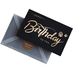 Black Foil Birthday Greeting Card Set with Envelope & Seal Sticker