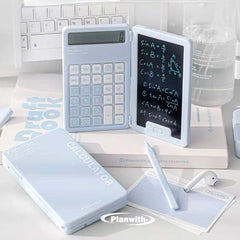 Planwith 2-in-1 Electronic Calculator & Writing Tablet – Blue