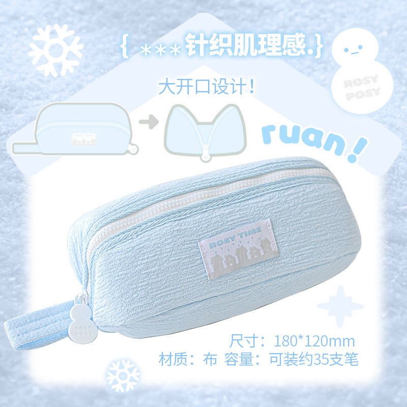Stationery - Rosyposy Large-Capacity Ultra-Soft Pencil Case-Blue - Goodie Goodie