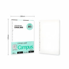 Kokuyo Campus Loose Leaf A5 20 Holes Plain 50 Sheets