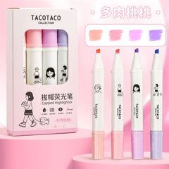 Stationery - TacoTaco Capped Highlighter 4pcs Pink Set - Goodie Goodie