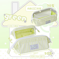 Stationery - Rosyposy Wide-Opening Pencil Case-Green - Goodie Goodie