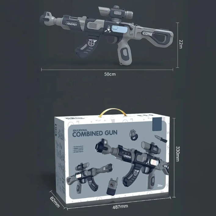 Gifts - DIY Detachable Magnetic Gun Set Sound-producing Light-up Gun - Grey - Goodie Goodie