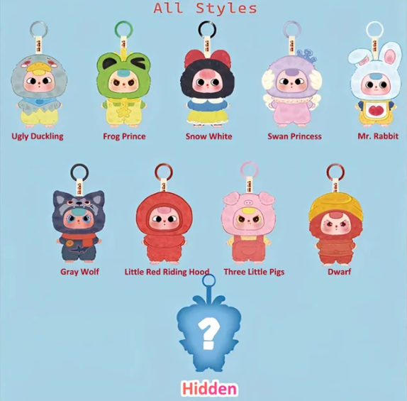 Tech & Toys - Baby Three – Children's Fairy Tale Characters Wonderland Plush Key Ring Blind Box - Goodie Goodie
