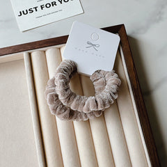 Velvet Scrunchie Pack-Khaki