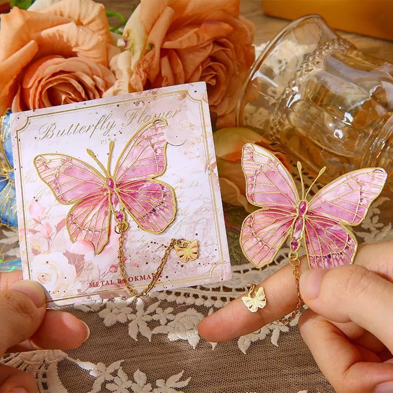 Metal Butterfly Bookmark-Pink