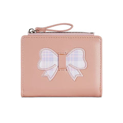 Plaid Bow Wallet-Pink