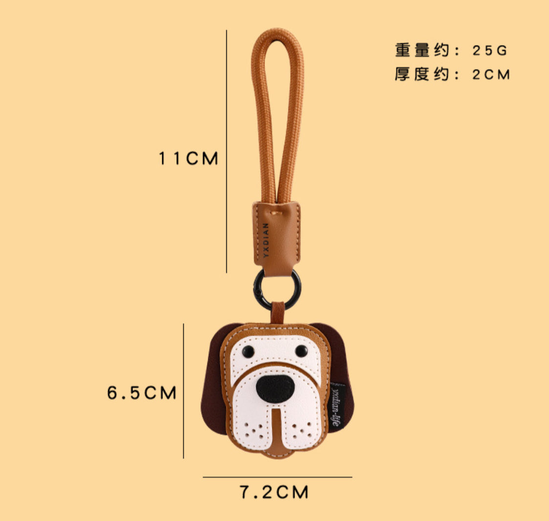 Leather Puppy Keyring-Black