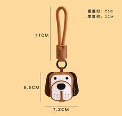 Leather Puppy Keyring-Black