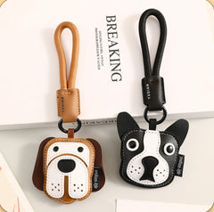 Leather Puppy Keyring-Brown