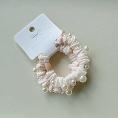Pearl Macaron Scrunchie Pack-Milky White