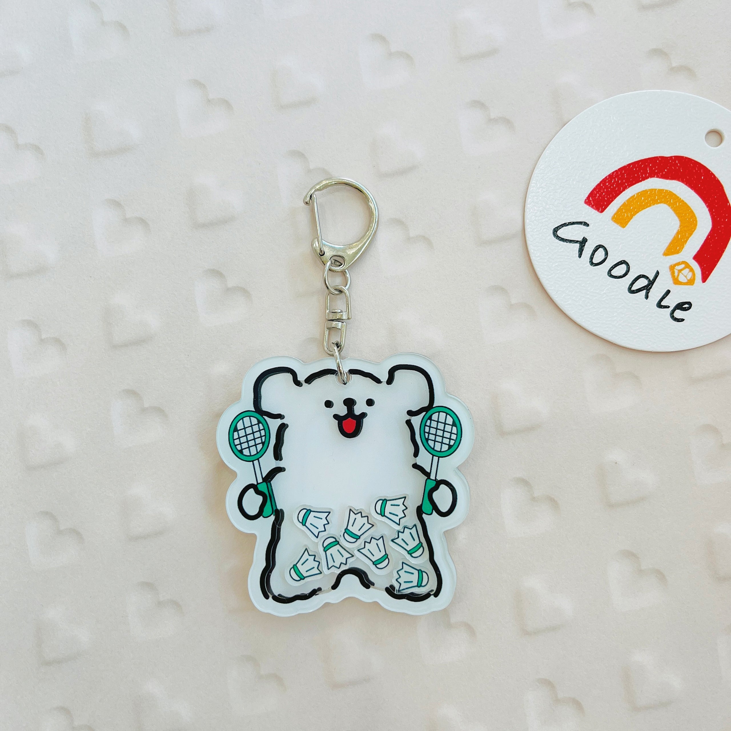 Acrylic Puppy Shaker Keyring-Badminton