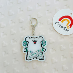 Acrylic Puppy Shaker Keyring-Badminton