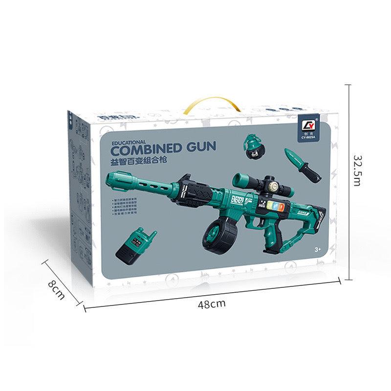 DIY Detachable Magnetic Gun Set Sound-producing Light-up Gun - Green