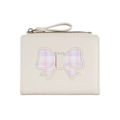 Plaid Bow Wallet-White