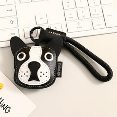 Leather Puppy Keyring-Black