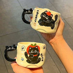  - Cute Cat Mug-Apple Cat 300ml - Goodie Goodie