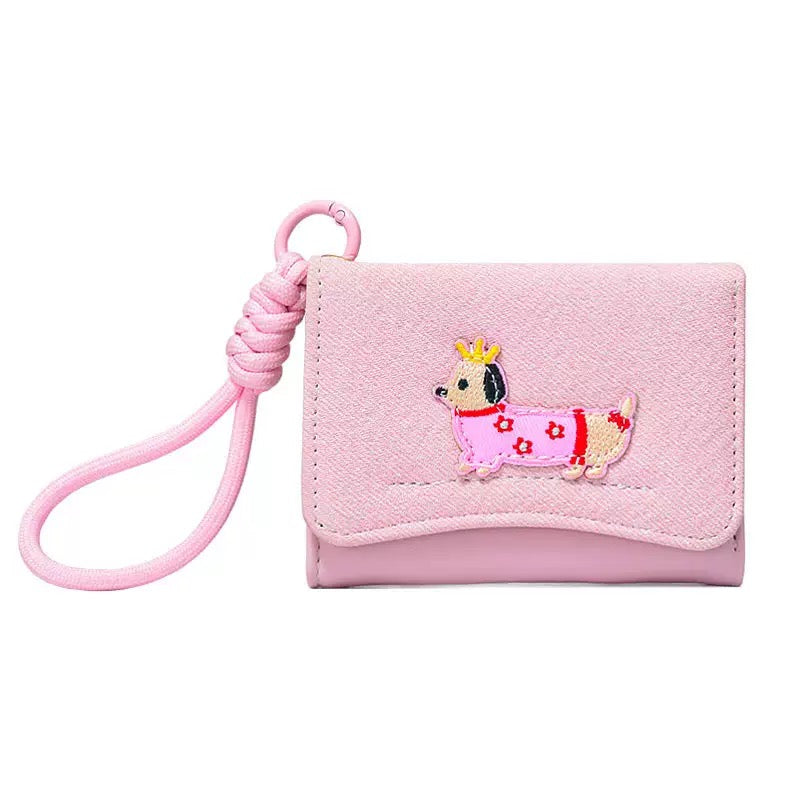 Dachshund Appliqué Wallet-Pink