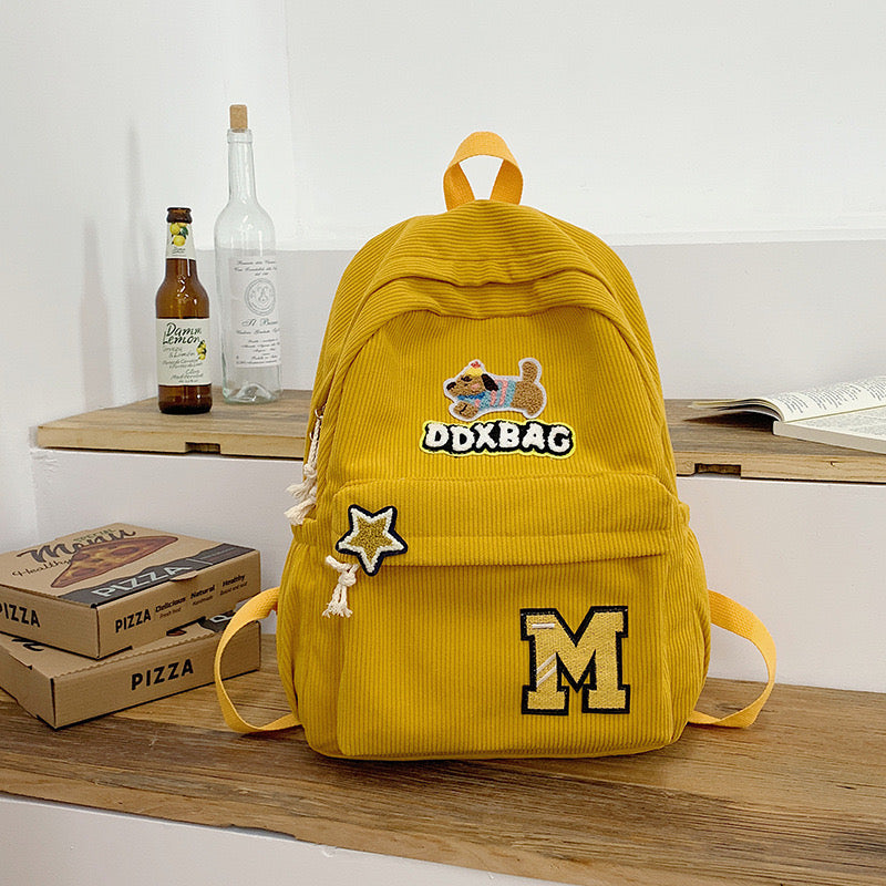 Vintage Corduroy Backpack Yellow – Goodie Goodie - Main Image