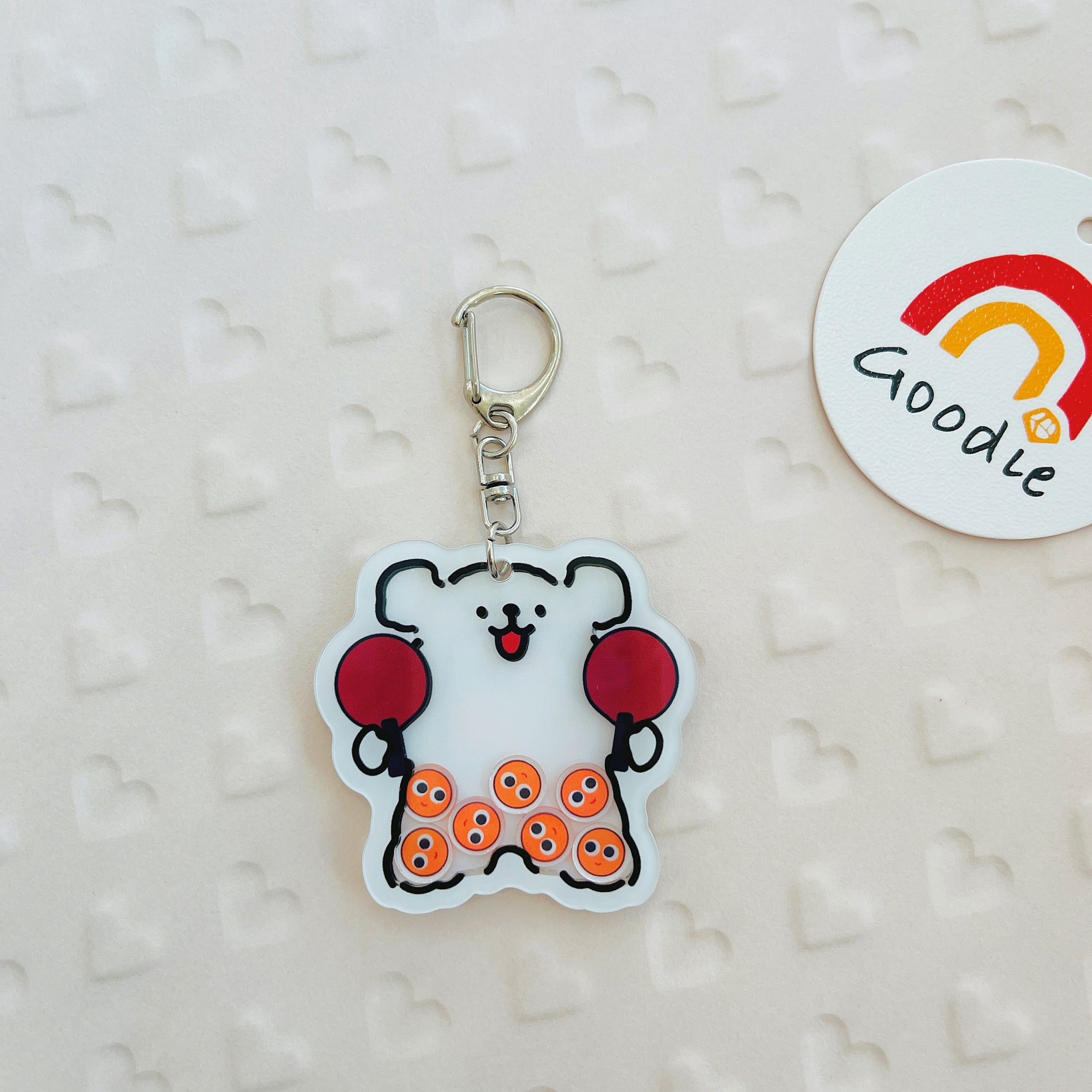 Acrylic Puppy Shaker Keyring-Ping Pong
