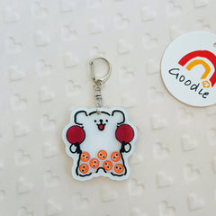 Acrylic Puppy Shaker Keyring-Ping Pong