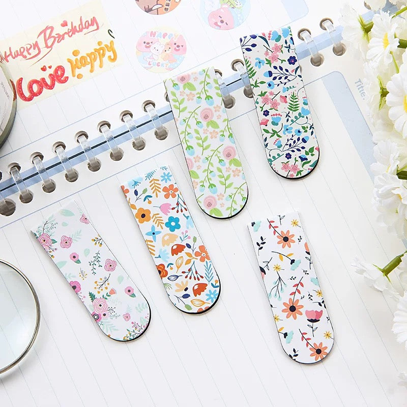 Plant and Floral Magnetic Bookmarks-5 Pieces