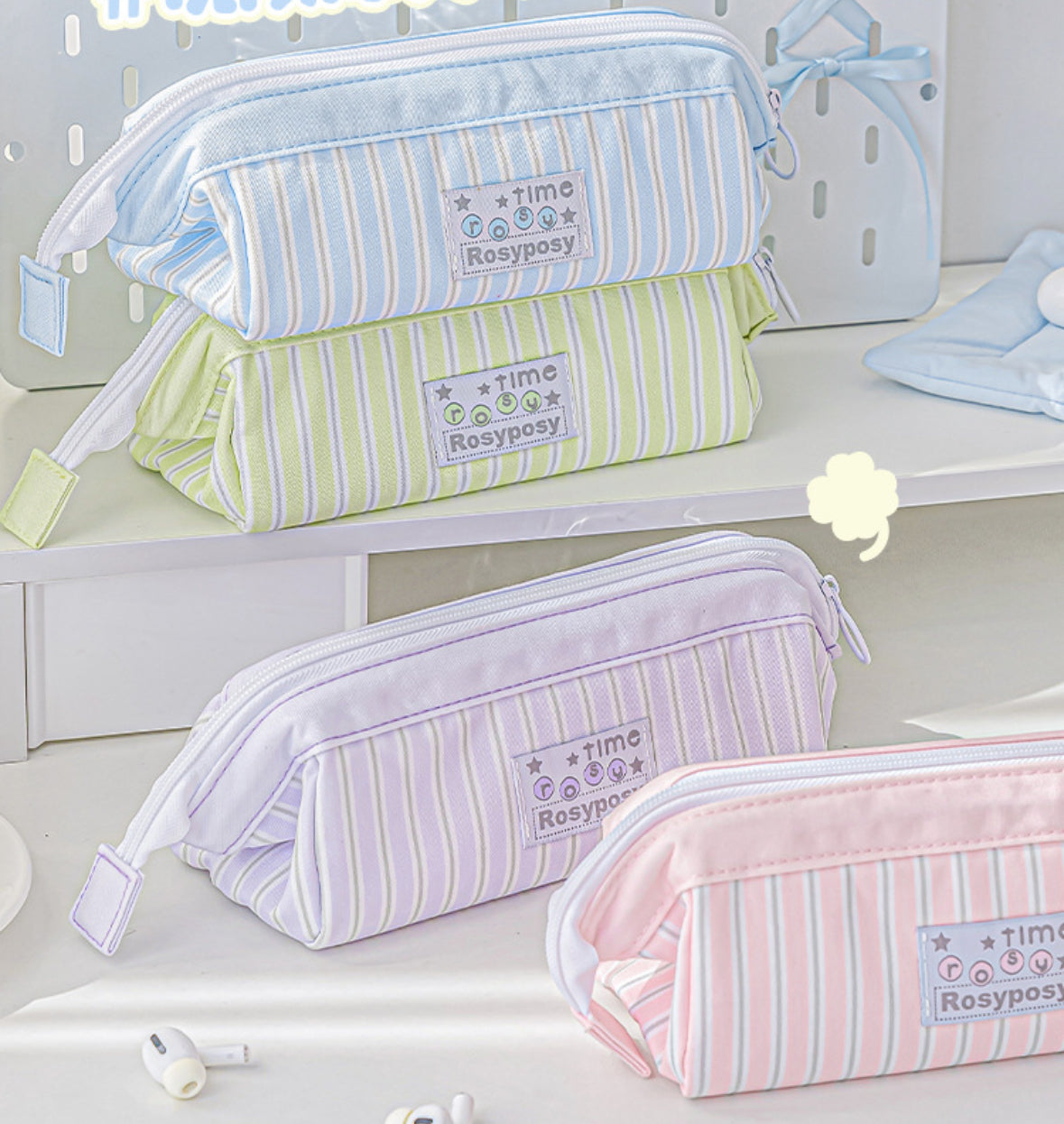 Rosyposy Wide-Opening Pencil Case-Green