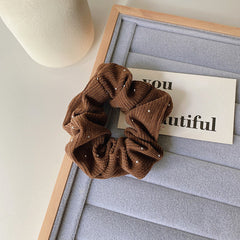 Rhinestone Fabric Scrunchie-Brown