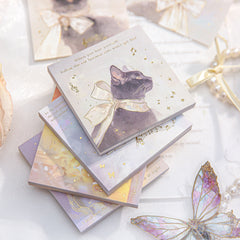 Mr. Paper Cat-Themed Gold Foil Sticky Notes – 60 Sheets