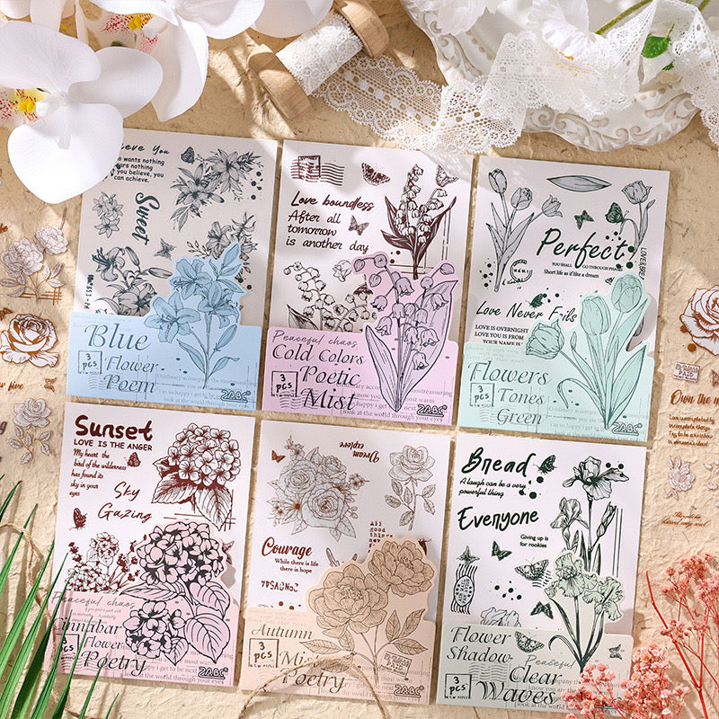 Floral Poetry Series Flower Plant Stickers