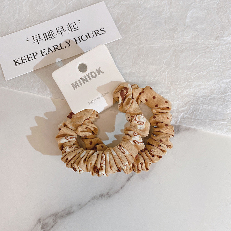 Bear Polka Dot Hair Tie Pack-Khaki