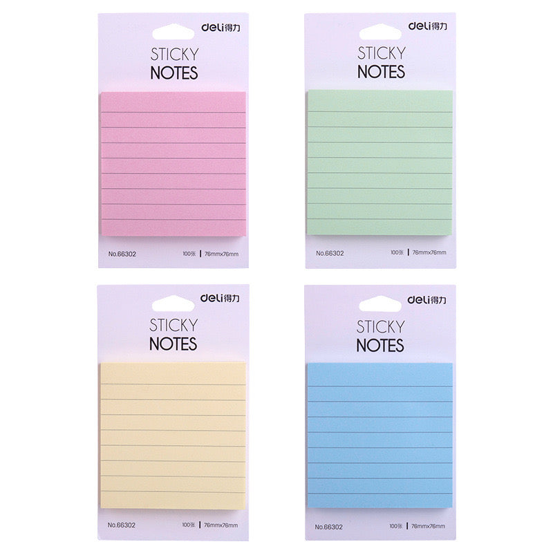 deli Sticky Notes - 100 Sheets 76×76mm Assorted
