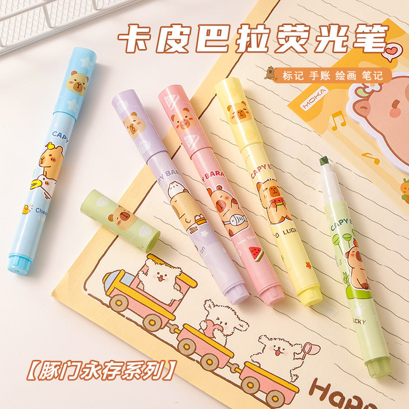 Stationery - Capybara Highlighters 6 Colors - Goodie Goodie