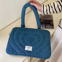 Laptop Bag 15.6 inch Denim Love Heart