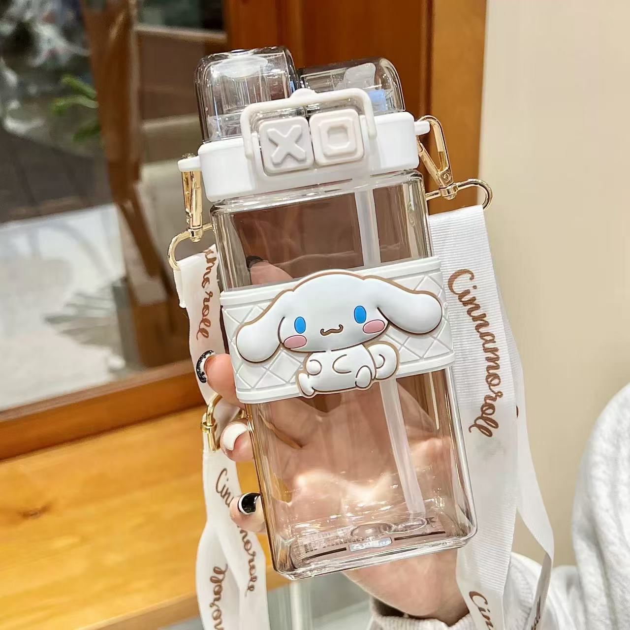 Sanrio Double Lids Plastic Water Bottle 520ml Cinnamoroll