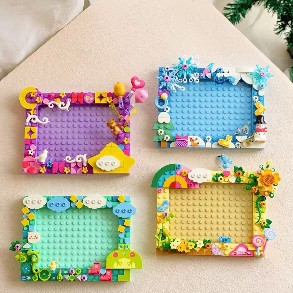 Tech & Toys - Building Block Photo Frame 4"x6" White Snow - Goodie Goodie