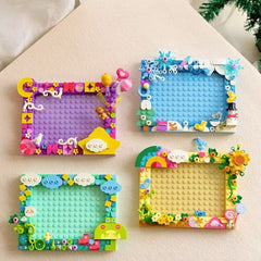 Building Block Photo Frame 4"x6" White Snow
