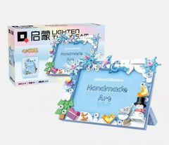 Building Block Photo Frame 4"x6" White Snow