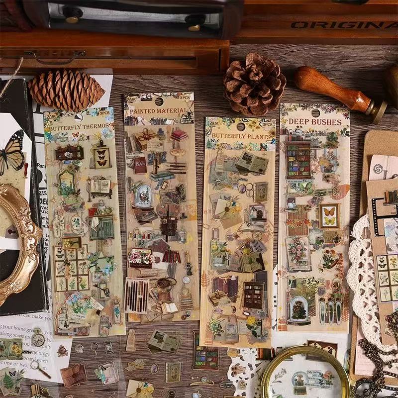 Stationery - Gold Foil Waterproof Stickers 3pcs Deep Bushes - Goodie Goodie