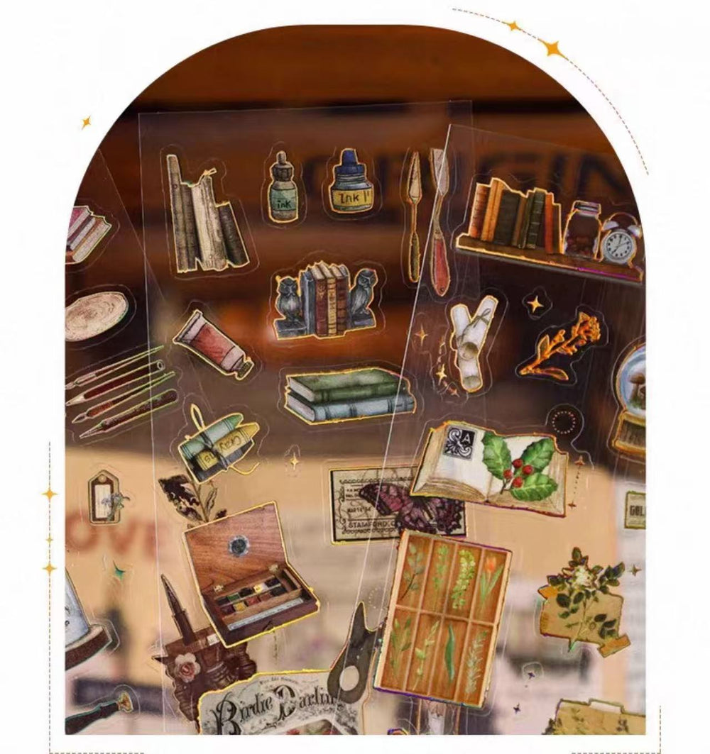 Stationery - Gold Foil Waterproof Stickers 3pcs Deep Bushes - Goodie Goodie