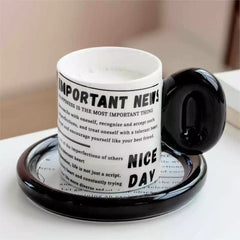 Newspaper Mug & Plate Set 200ml - White