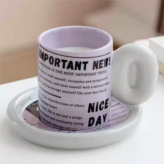 Newspaper Mug & Plate Set 200ml - Purple