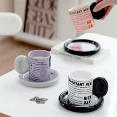 Newspaper Mug & Plate Set 200ml - Purple