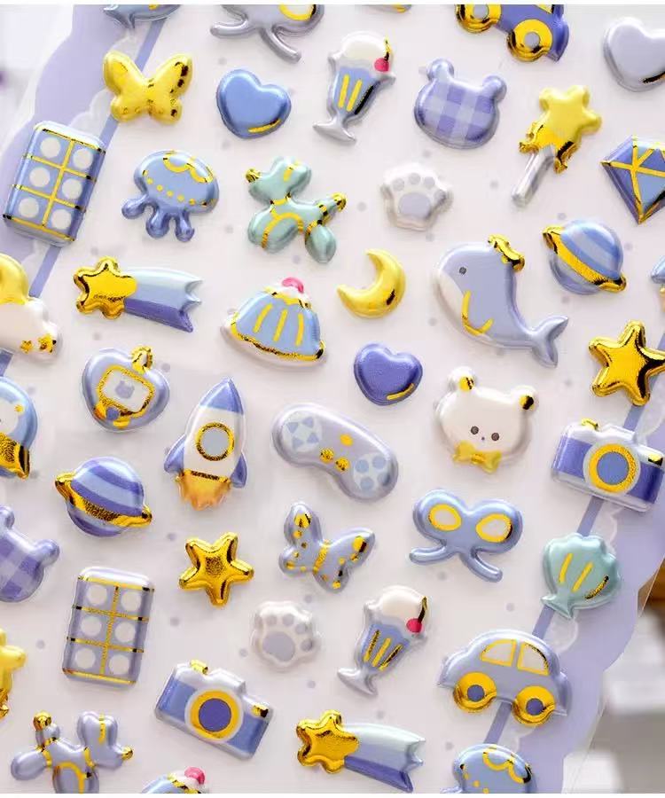 Gold Foil Pearl Sticker Blue