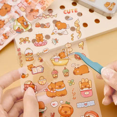 Stationery - Capybara PET Waterproof Stickers 6 Sheets - Goodie Goodie