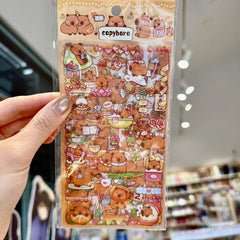 Stationery - Capybara PET Waterproof Stickers 6 Sheets - Goodie Goodie