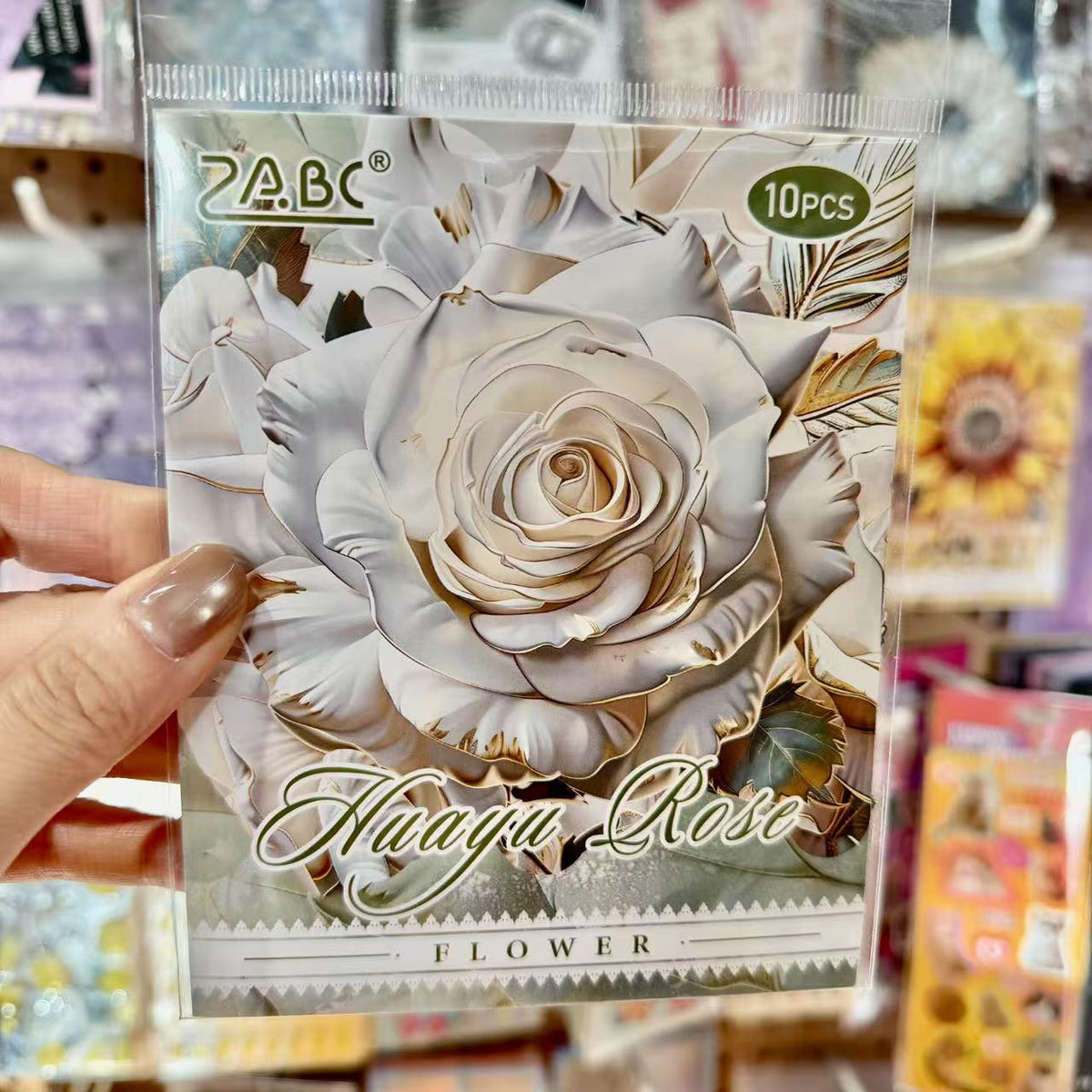 Flower PET Stickers 10pcs Huayu Rose